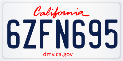 CA license plate 6ZFN695