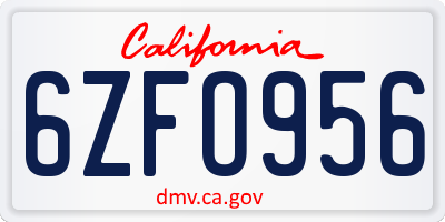 CA license plate 6ZFO956