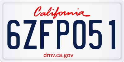 CA license plate 6ZFP051