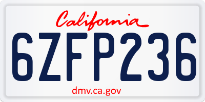 CA license plate 6ZFP236