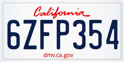 CA license plate 6ZFP354