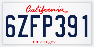 CA license plate 6ZFP391
