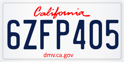 CA license plate 6ZFP405