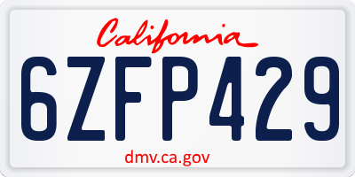 CA license plate 6ZFP429