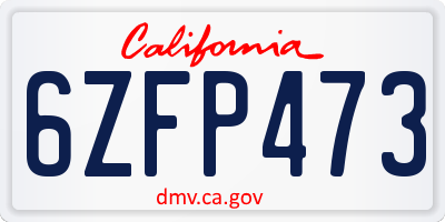 CA license plate 6ZFP473