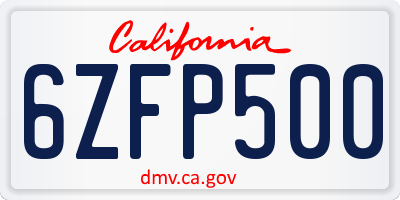 CA license plate 6ZFP500