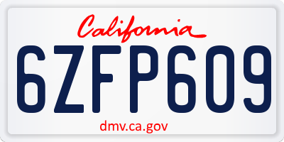 CA license plate 6ZFP609