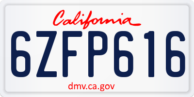 CA license plate 6ZFP616