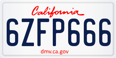 CA license plate 6ZFP666