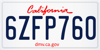 CA license plate 6ZFP760