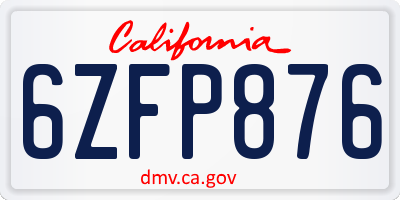 CA license plate 6ZFP876