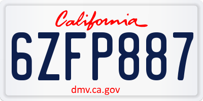 CA license plate 6ZFP887