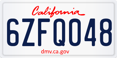 CA license plate 6ZFQ048