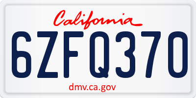 CA license plate 6ZFQ370