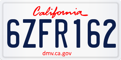 CA license plate 6ZFR162