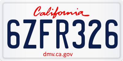 CA license plate 6ZFR326