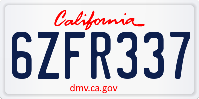 CA license plate 6ZFR337