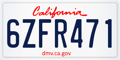 CA license plate 6ZFR471