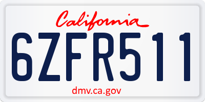 CA license plate 6ZFR511