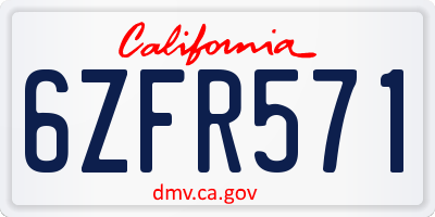 CA license plate 6ZFR571