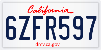 CA license plate 6ZFR597