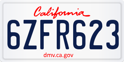 CA license plate 6ZFR623