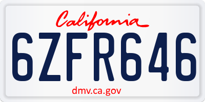 CA license plate 6ZFR646