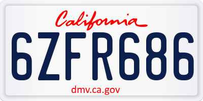 CA license plate 6ZFR686