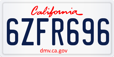 CA license plate 6ZFR696