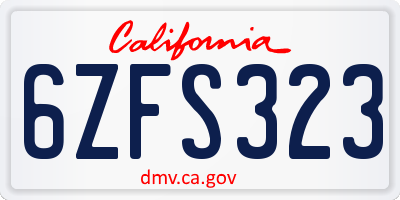 CA license plate 6ZFS323