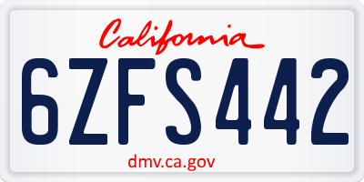 CA license plate 6ZFS442