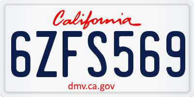 CA license plate 6ZFS569