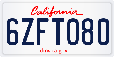 CA license plate 6ZFT080