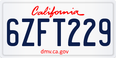 CA license plate 6ZFT229