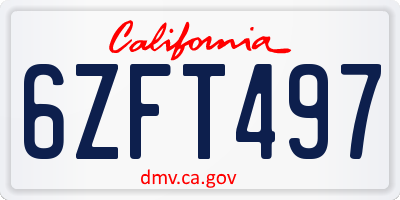 CA license plate 6ZFT497