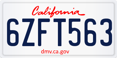 CA license plate 6ZFT563