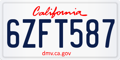 CA license plate 6ZFT587