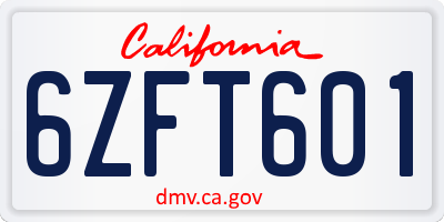 CA license plate 6ZFT601