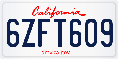 CA license plate 6ZFT609