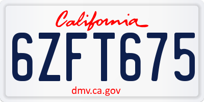 CA license plate 6ZFT675