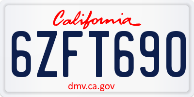 CA license plate 6ZFT690