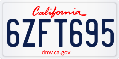 CA license plate 6ZFT695