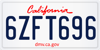 CA license plate 6ZFT696