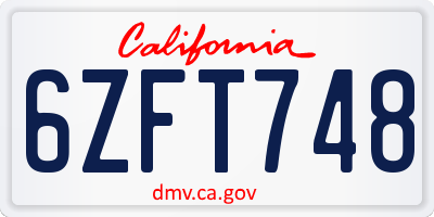 CA license plate 6ZFT748