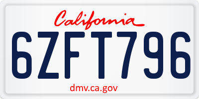 CA license plate 6ZFT796