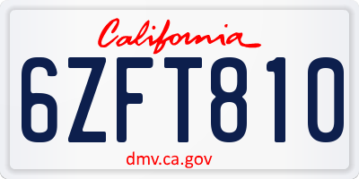 CA license plate 6ZFT810