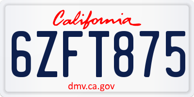 CA license plate 6ZFT875