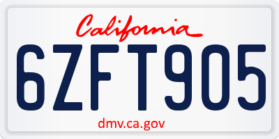 CA license plate 6ZFT905