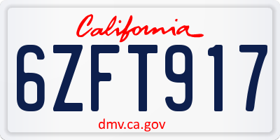 CA license plate 6ZFT917