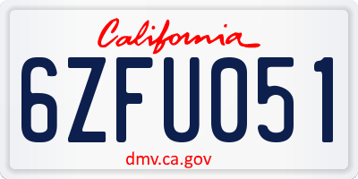 CA license plate 6ZFU051